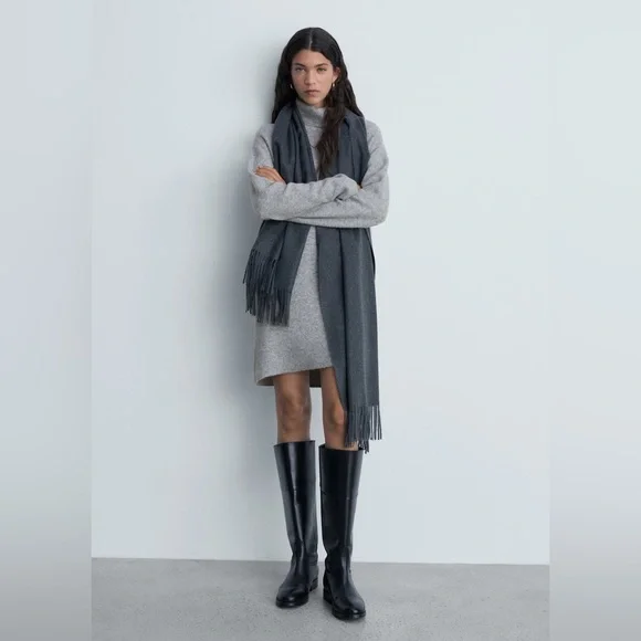 Mango Grey Turtleneck Dress NWT - Picture 3 of 5